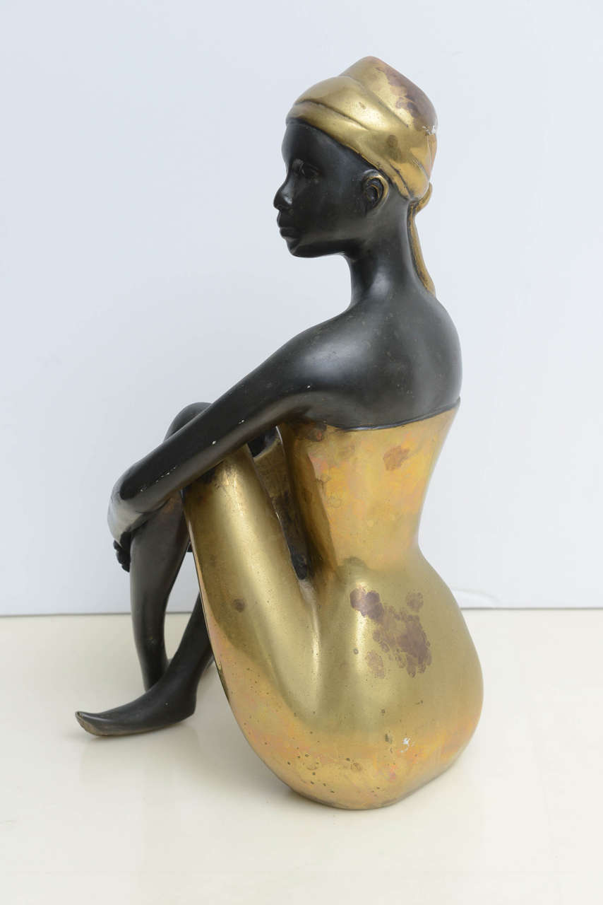 Unknown Seated Ebony Bronze African Lady
