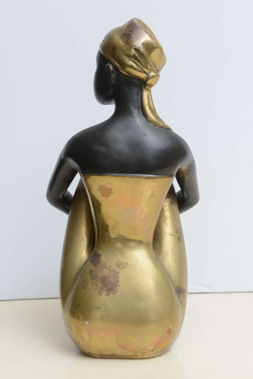 Seated Ebony Bronze African Lady 5