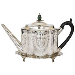 George III Antique Silver Teapot and Stand