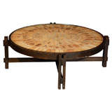 Capron Round Coffee Table with  Botanical Ceramic Tiles