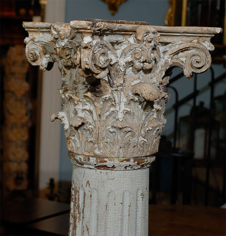 Pair of 19th Century Corinthian Capital Decorative Columns 1