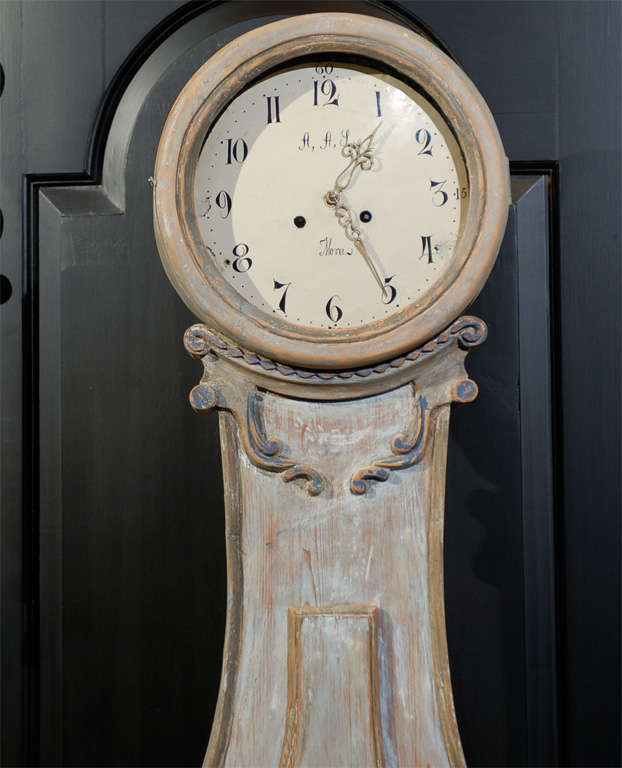 Painted Swedish 19th Century Standing Floor Clock