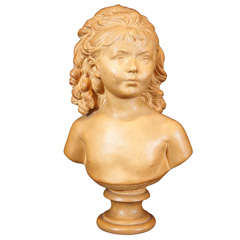 Signed Terracotta Bust of a young girl