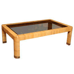 American Coffee Table with Smoked Glass
