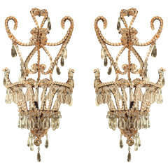 Pair of French Beaded Wall Sconces by Bagues