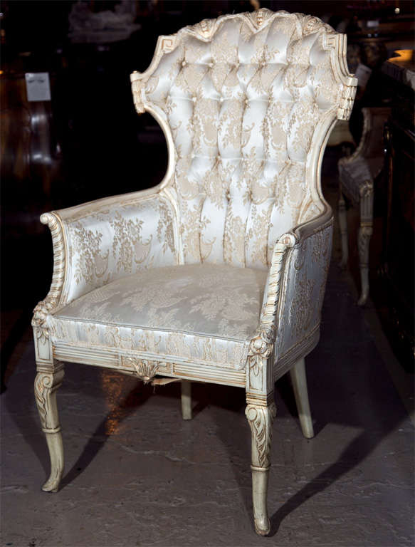 Pair of French Carved Open Arm Chairs