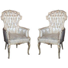 Pair of French Carved Open Arm Chairs