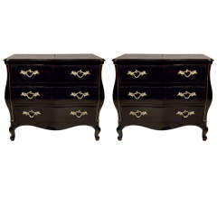 Ebonized Three Drawer Bachelor Chests.