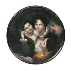 Vintage Paper Mache and Lacquer Snuff Box "Three Graces"