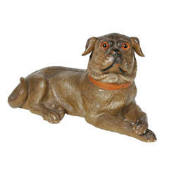 Terra Cotta pug Dog with glass eyes.