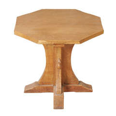 Robert "Mouseman" Thompson oak octagonal side table, England circa 1970