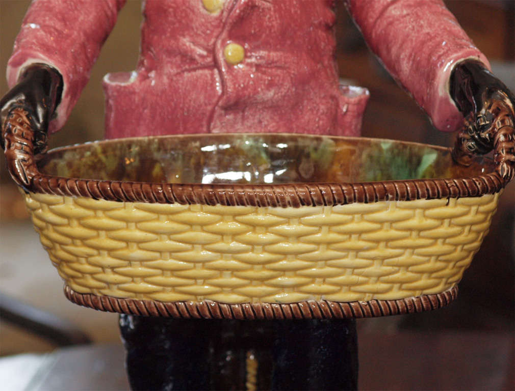 Pair Of French Majolica Black Figures Sitting On Cotton Bales 2