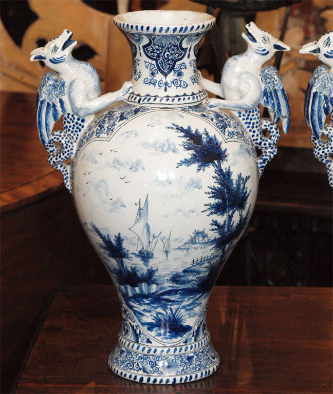 Pair of wonderful Delft vases