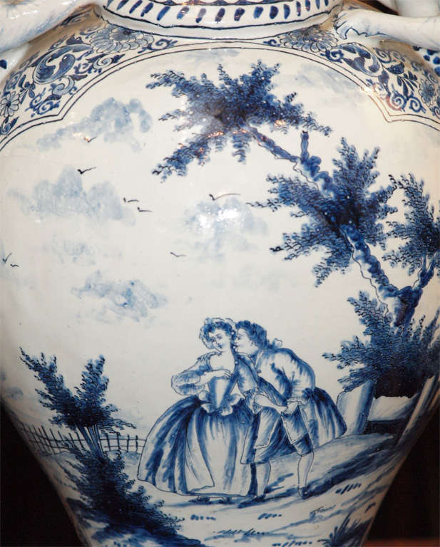 Pair Of Early 19th C. Delft Vase 2