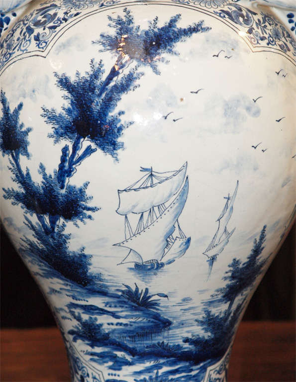 Pair Of Early 19th C. Delft Vase 4