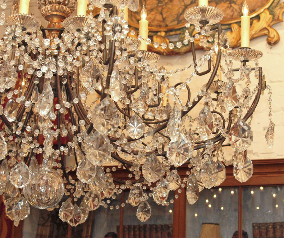 Spanish Giltwood And Crystal Chandelier 2