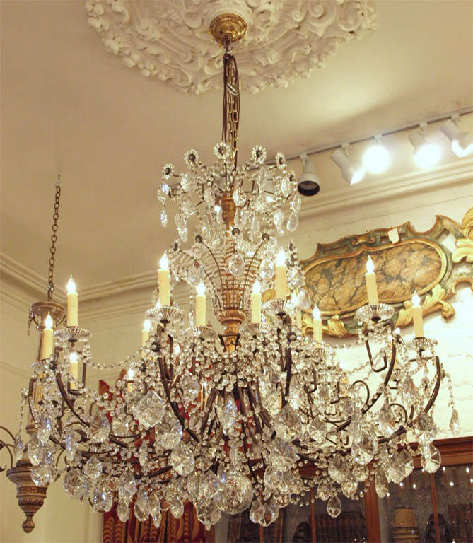 Spanish Giltwood And Crystal Chandelier 7