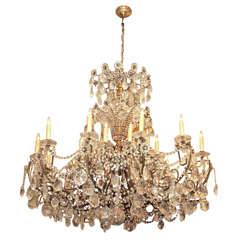 Spanish Giltwood And Crystal Chandelier