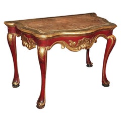 Venetian Painted, Gilt And Faux Marble Console