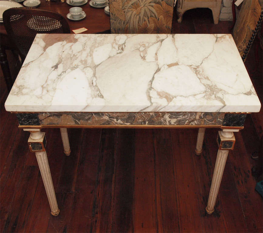 Pair Of  Marble Inlaid Italian Console Tables For Sale 2