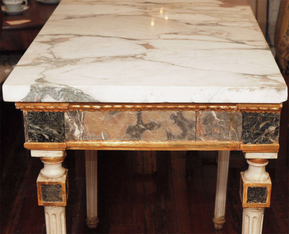 Pair Of  Marble Inlaid Italian Console Tables For Sale 3