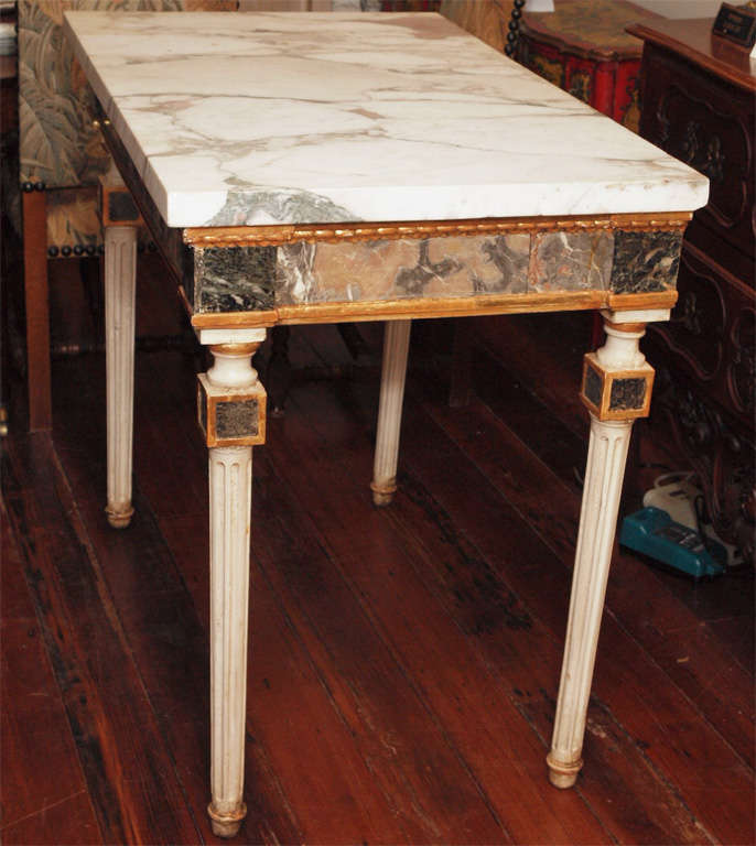 Pair Of  Marble Inlaid Italian Console Tables For Sale 4