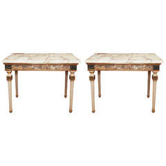 Pair Of Marble Inlaid Italian Console Tables 12