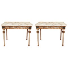 Pair Of  Marble Inlaid Italian Console Tables