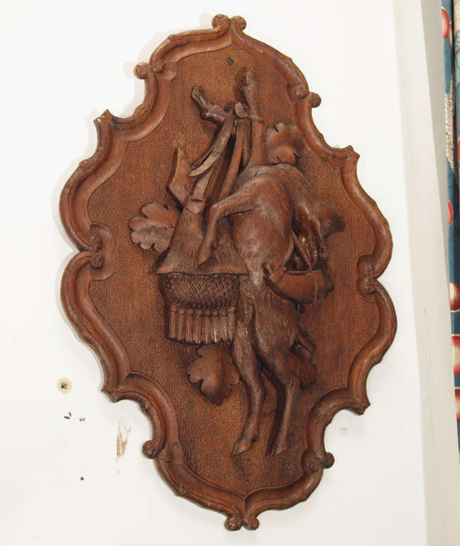 Pair Of Black Forest Wall Plaques