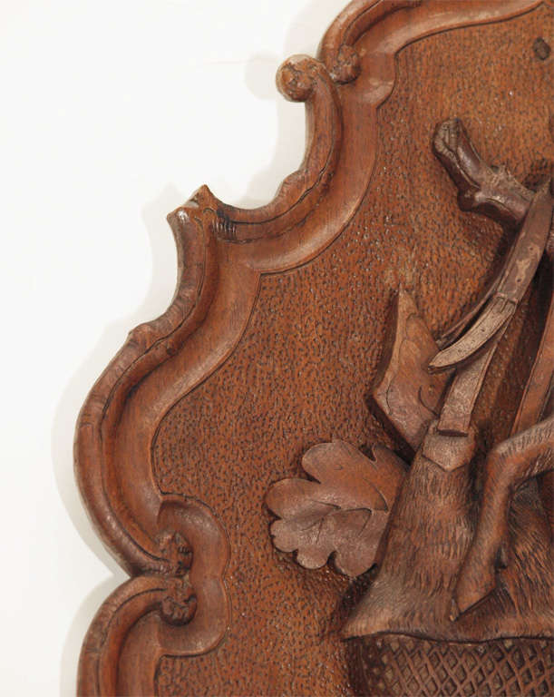 Pair Of Black Forest Wall Plaques For Sale at 1stdibs