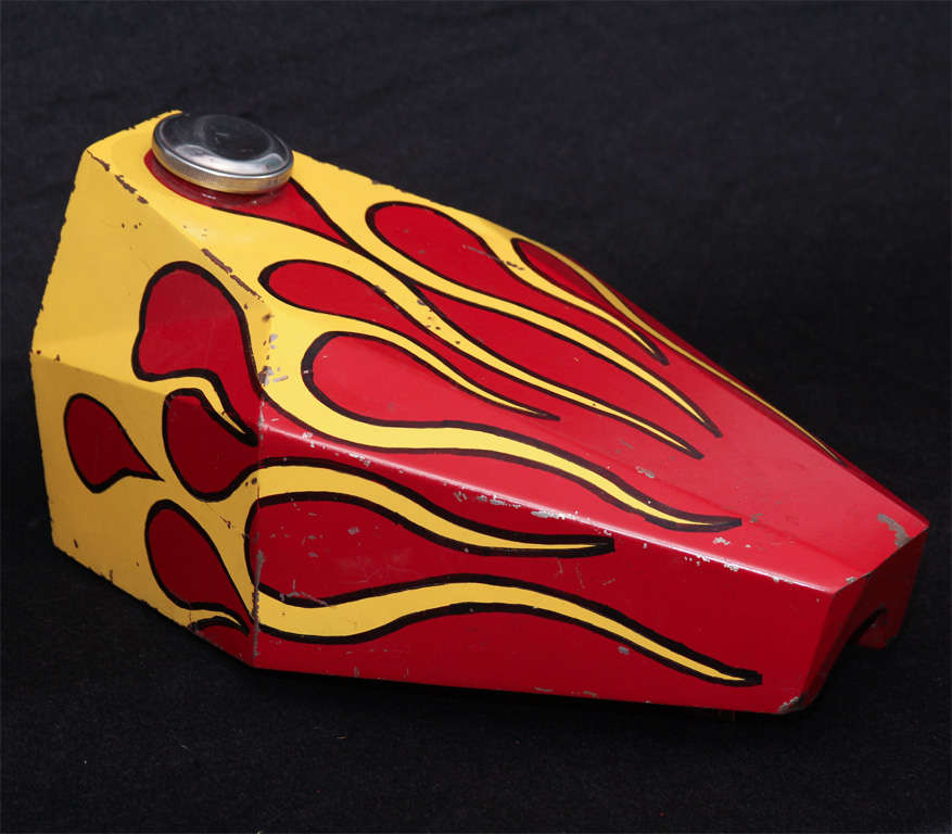 Handcrafted and handpainted flameside motorcycle fuel tank in the casket style.  No crackes or breaks.