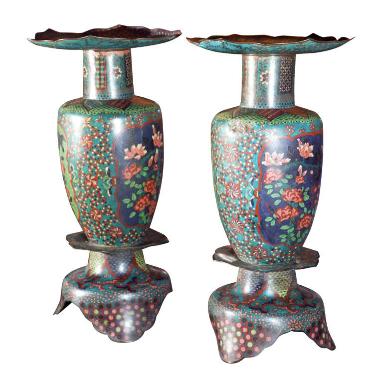 Great Pair Of Cloissonne  Vases For Sale