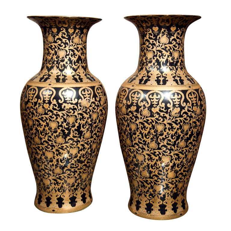 Incredible Pair Of Chinese Floor Vases