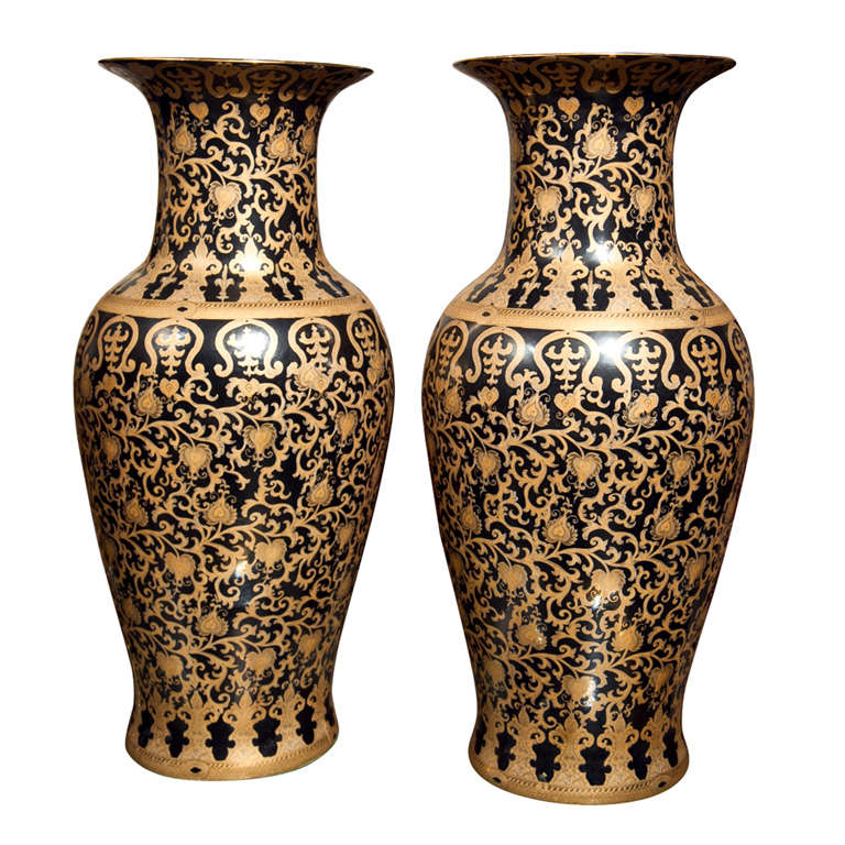 Incredible Pair Of Chinese Floor Vases at 1stDibs