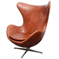 Brown leather 2024 egg chair