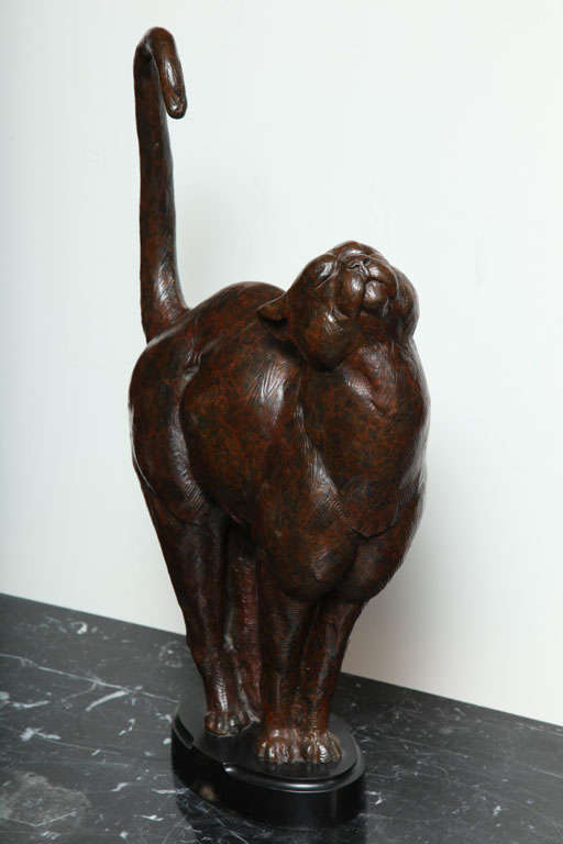 American Craftsman Bronze Figure of a Cat by Dan Ostermiller