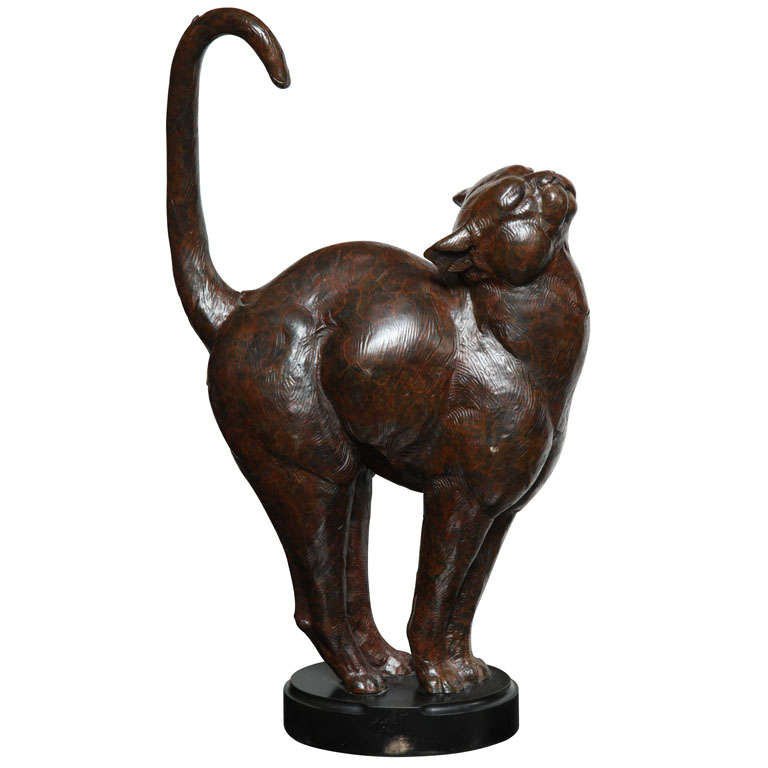 Bronze Figure of a Cat by Dan Ostermiller