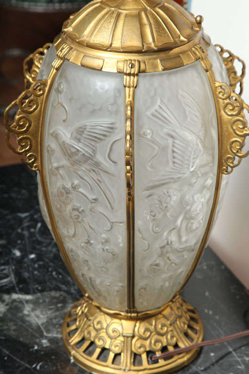 Rare Art Deco Lamp by Sabino For Sale 2