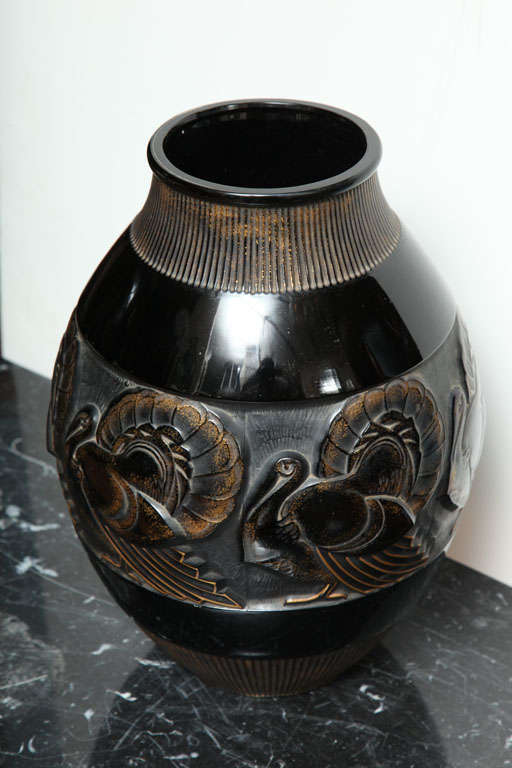 French Important Art Deco Vase by Sabino