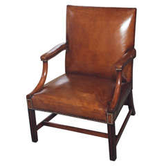 Antique English leather Gainsborough chair