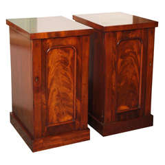 Pair antique English mahogany bedside/sofa cabinets