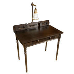 Vintage 1930's writing desk with a Tiffany-like attached lamp