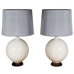 Pair of Vintage White Table Lamps