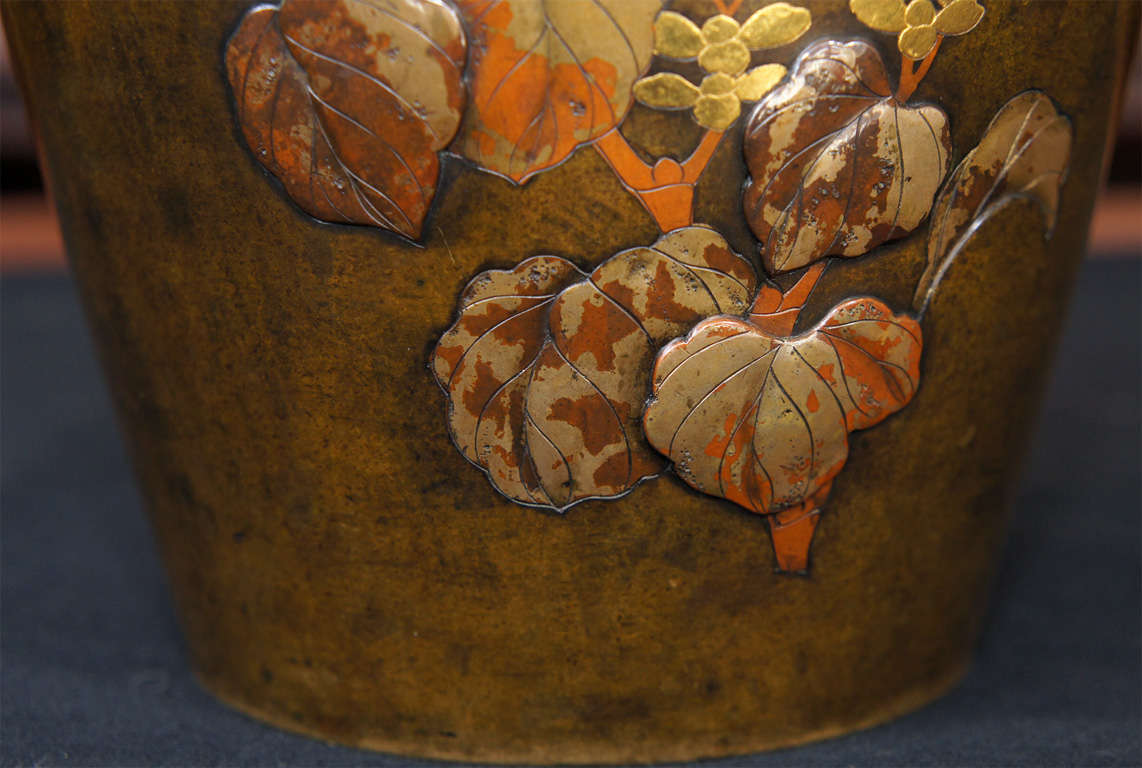 Japanese Mixed Metal Bronze Vase 1