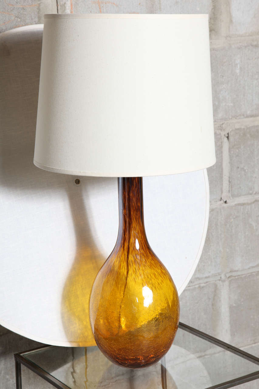 Pair of Amber Murano Glass Table Lamps at 1stDibs