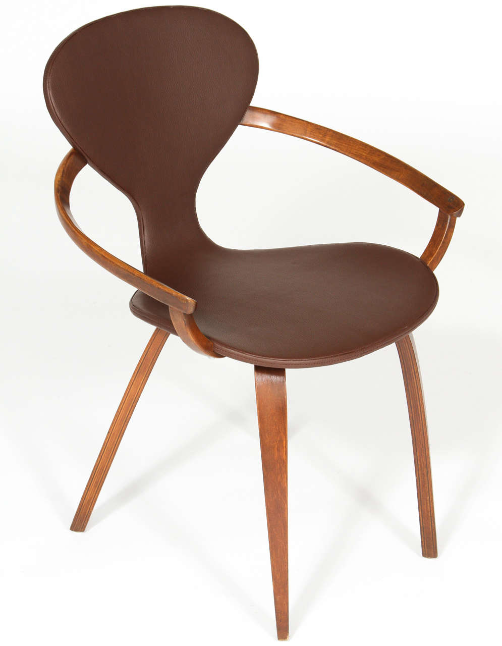 Norman Cherner Attr. Pretzel Chairs with Very Rare Round Walnut Armrests