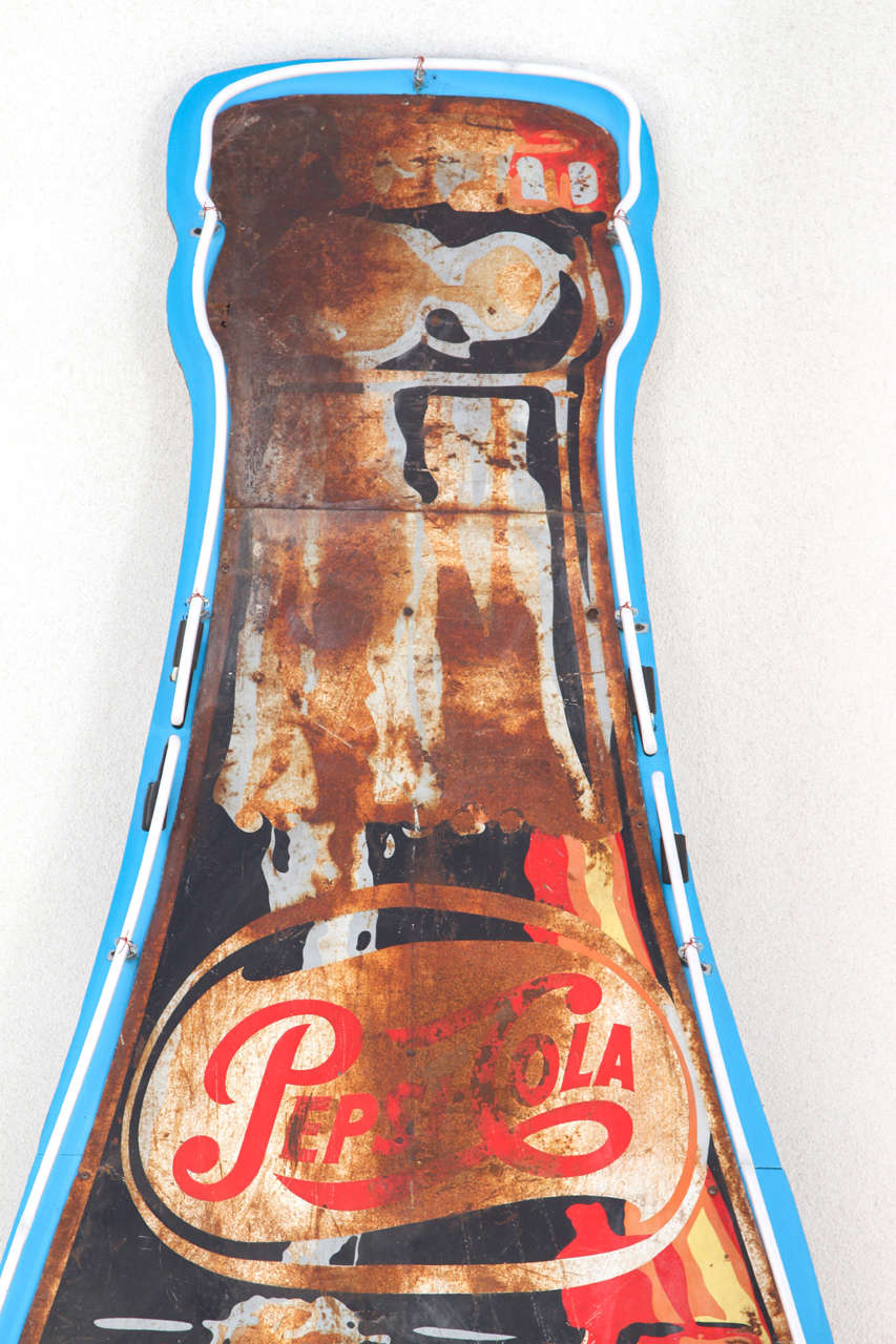 Mexican Very Rare 1950's Monumental-Giant, *Pepsi Cola Bottle* Neon Sign (11.8 Ft Tall)