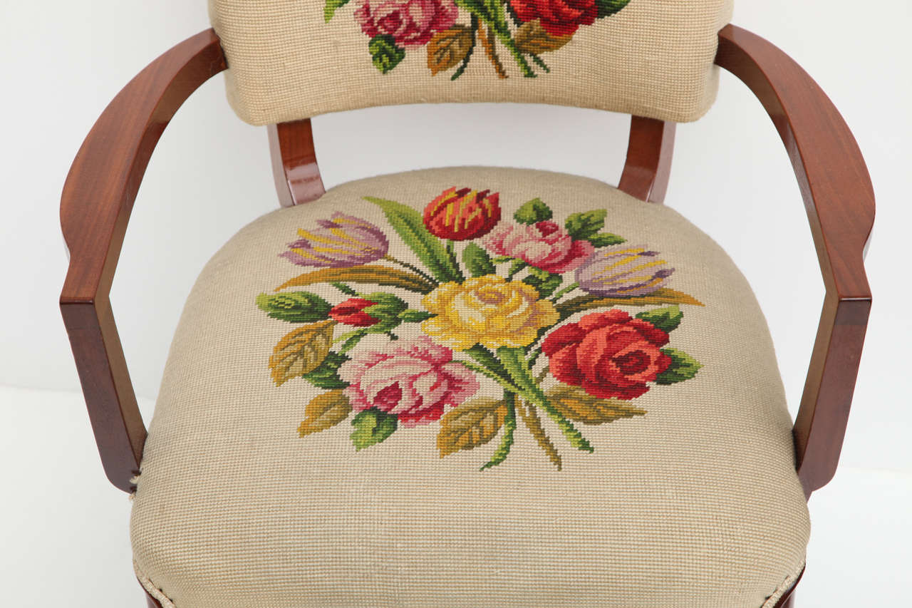 Armchair with Original Embroidered Upholstery by Jules Leleu In Good Condition In New York, NY