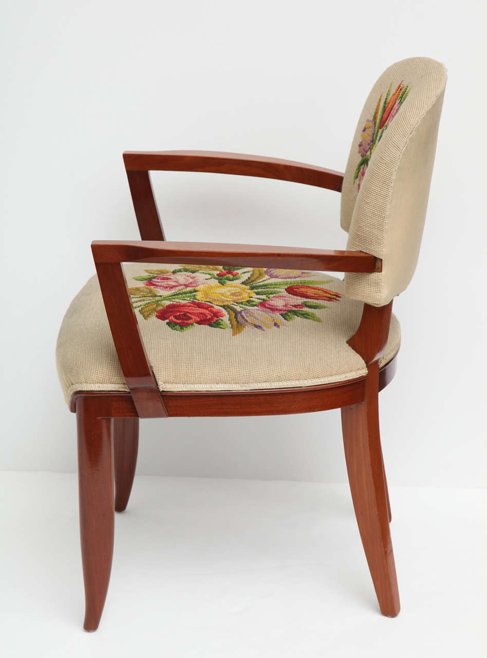 20th Century Armchair with Original Embroidered Upholstery by Jules Leleu