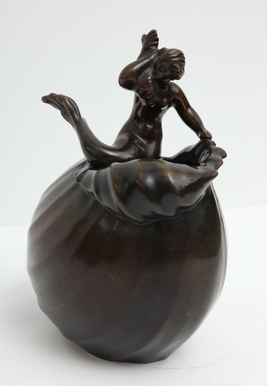 A patinated bronze vase by Just Andersen.